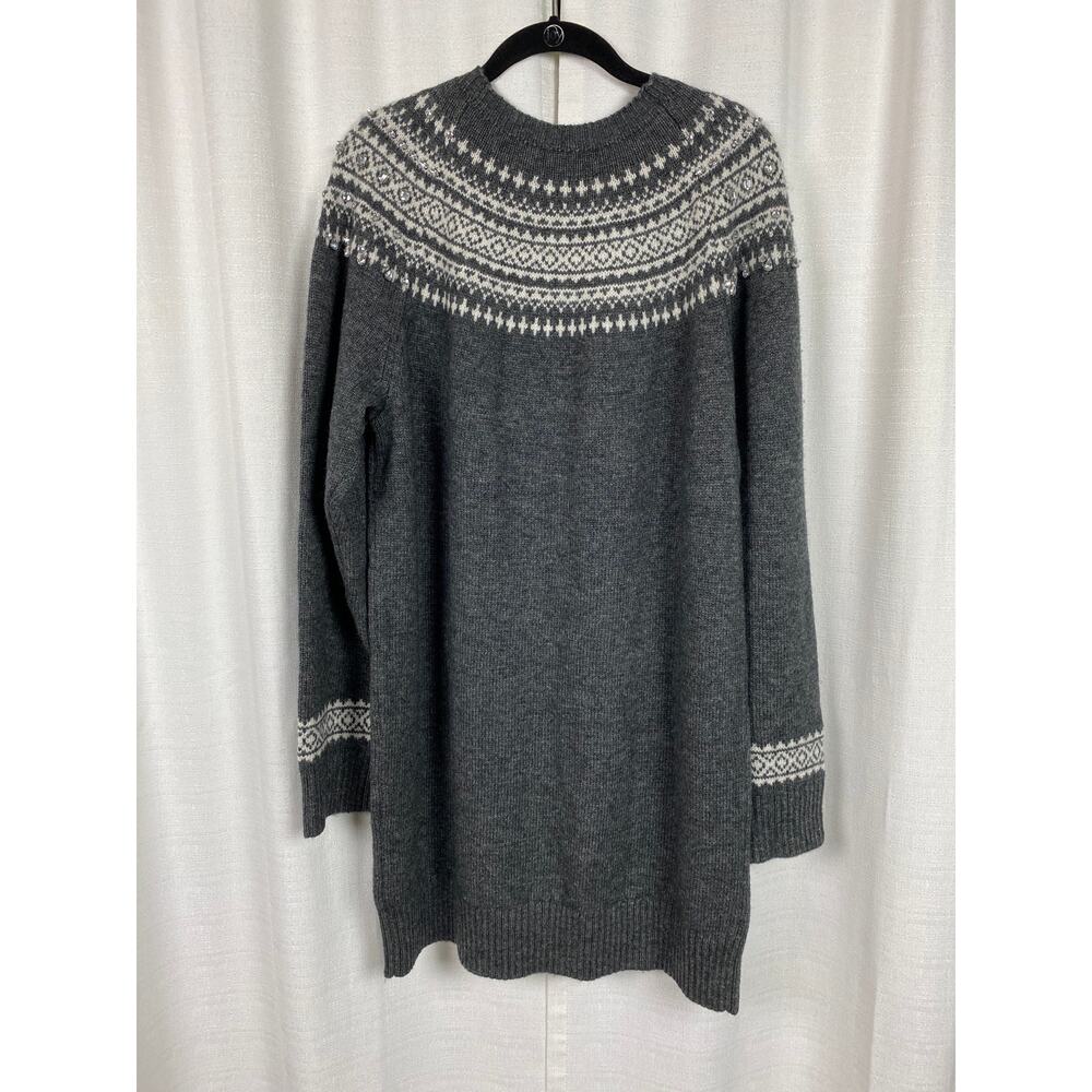 J.Crew Collection Gray Fair Isle Embellished Wool Blend Sweater Dress Sz.XL NWT - Picture 13 of 16